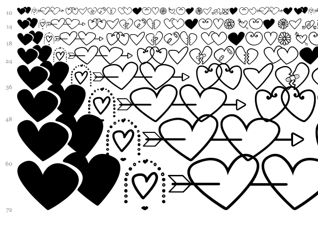 Hearts and flowers for valentines font waterfall